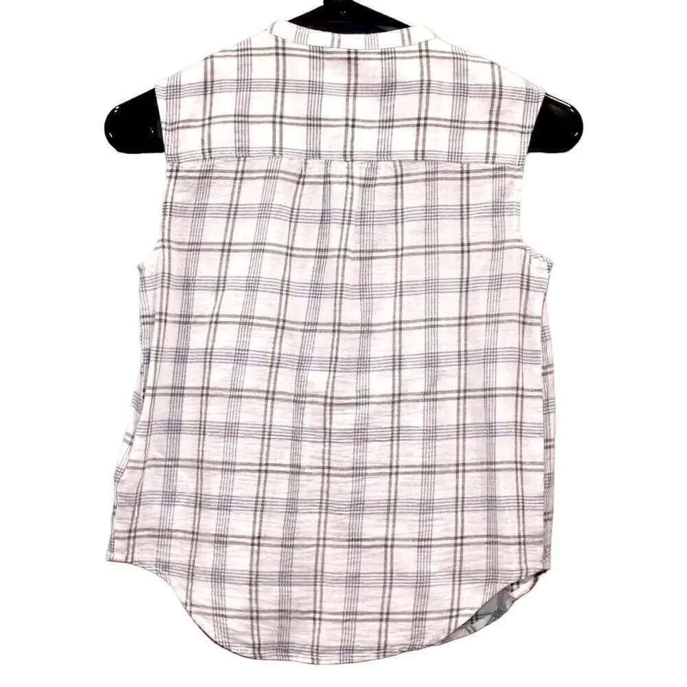 Gap Kids Plaid Sleeveless Button Front Top Girls M 8 Lightweight NWT